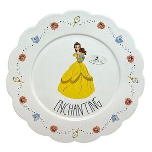 Disney Beauty & The Beast Princess Belle 11” Dinner Plate Enchanting Pink Roses